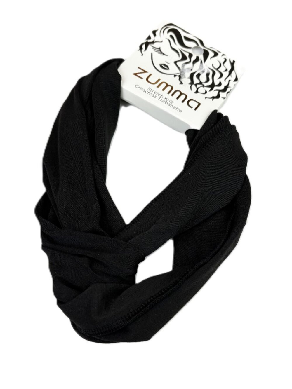 Zumma Black Stretch Knit Crisscross Turbanette Headband